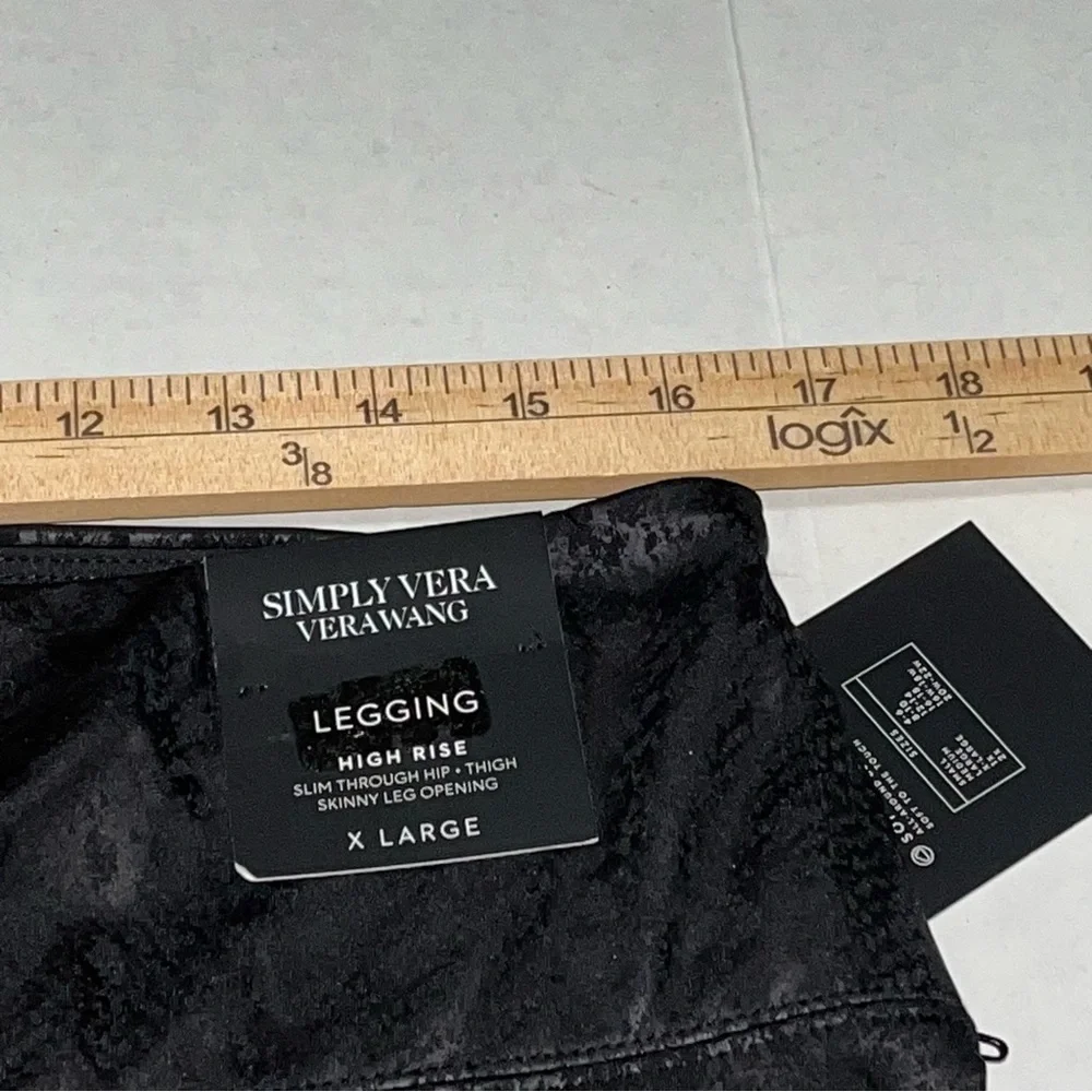 Simply Vera Vera Wang High Rise Faux Leather Black Shaping‎ Leggings XLarge New